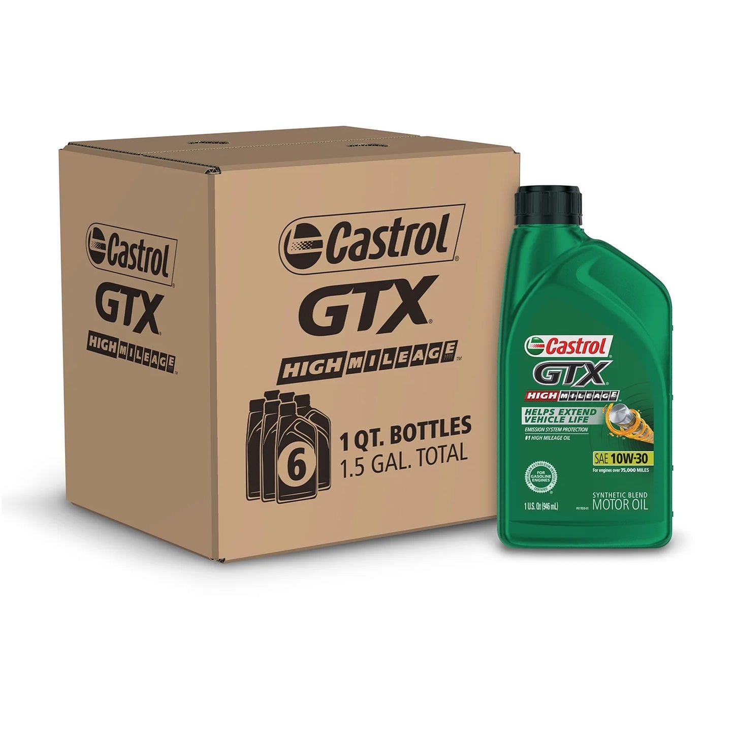CASTROL GTX HIGH MILEAGE SYN BLEND 10W30 6/1 QTS