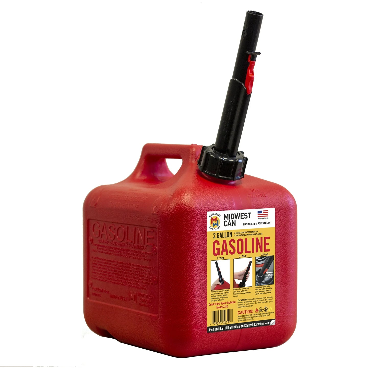 MIDWEST 2 GALLON GASOLINE GAS CAN - RED