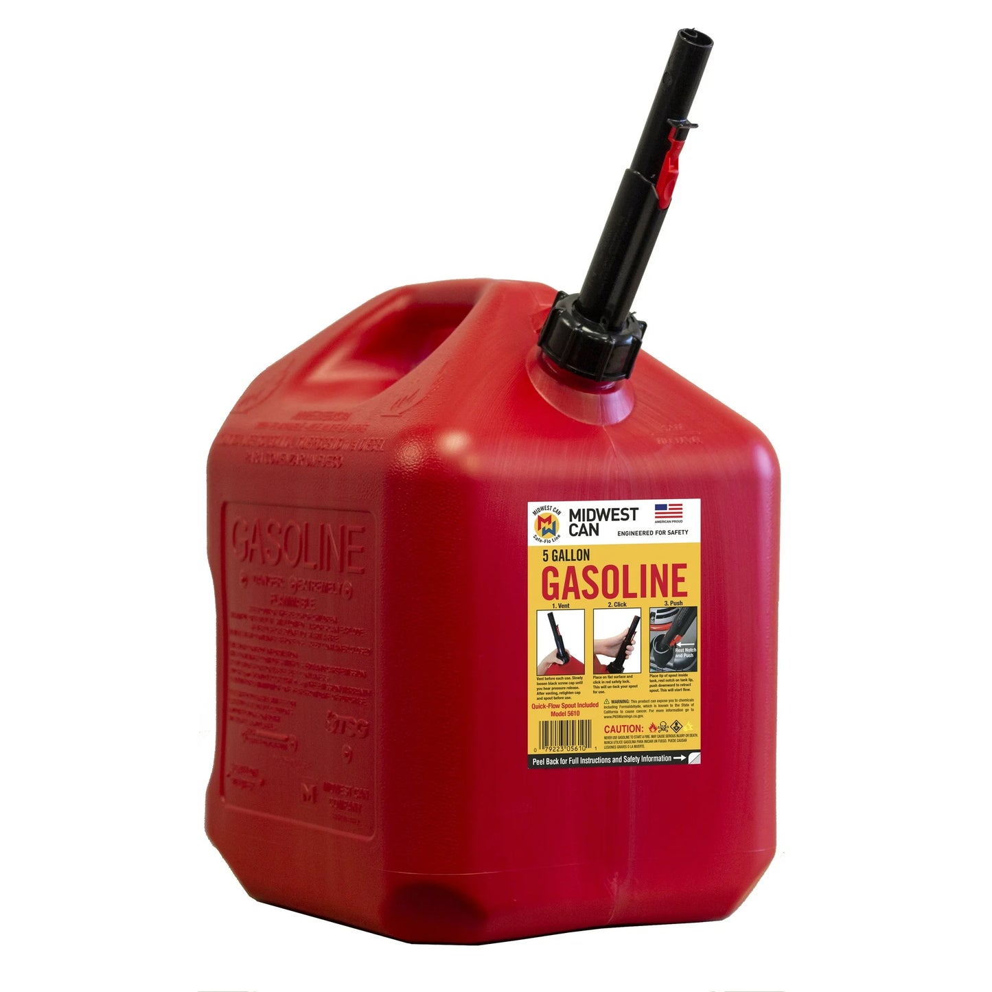 MIDWEST 5 GALLON GASOLINE GAS CAN - RED
