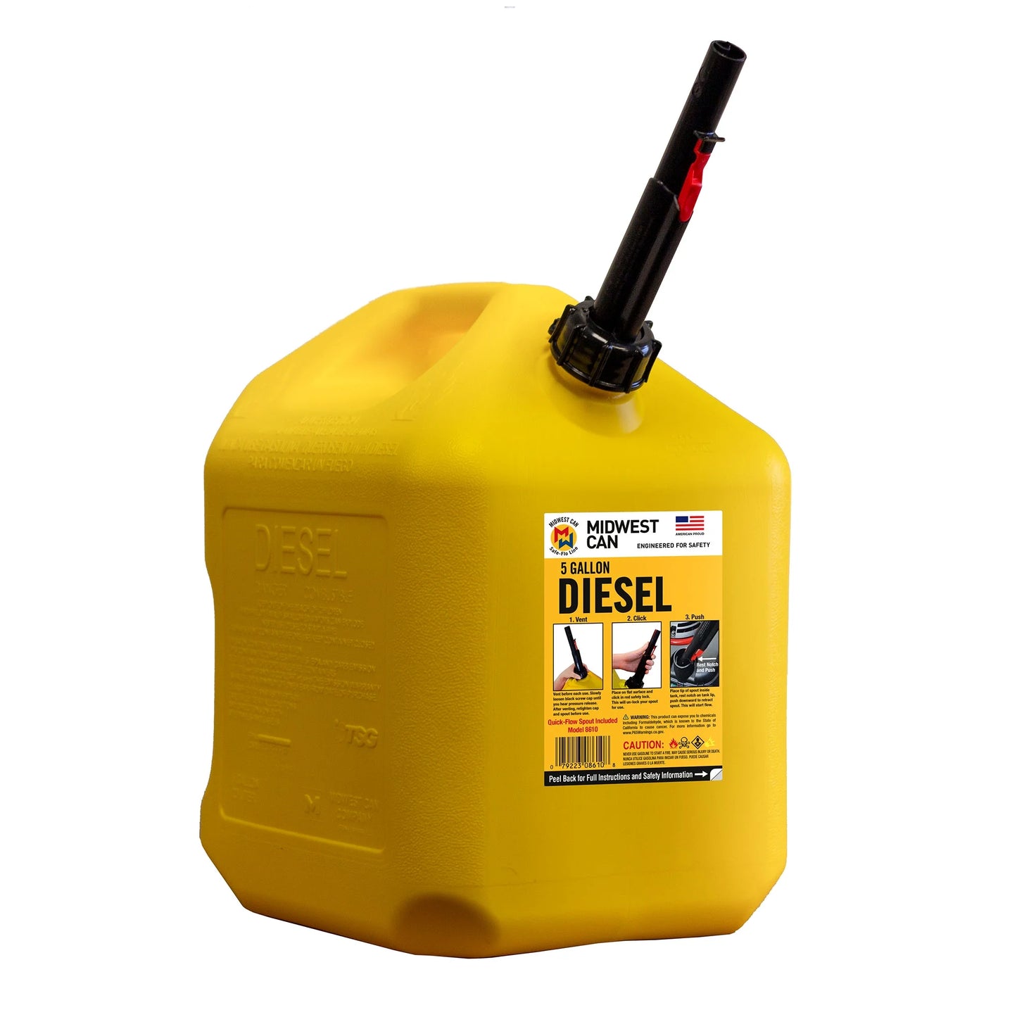 MIDWEST 5 GALLON GASOLINE DIESEL GAS CAN - YELLOW
