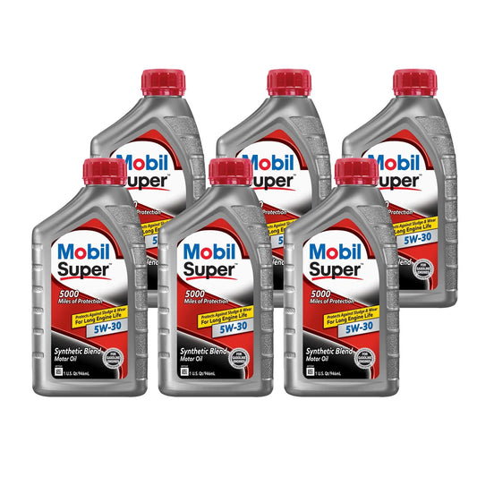 MOBIL SUPER 5000 SYNTHETIC BLEND 5W30 MOTOR OIL 6/1 QTS